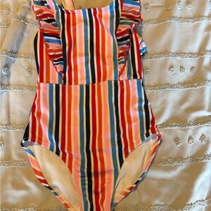 Cat & Jack Multicolor Striped Ruffle Swimsuit